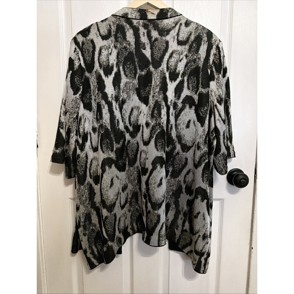 Misook Collection Black Abstract Pattern Jacket Open Size 2X PLUS Short Sleeve - Picture 7 of 7